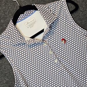 Peter Millar Women's Sleeveless Golf Tank Top Polo Geometric Shirt Small UPF 50+